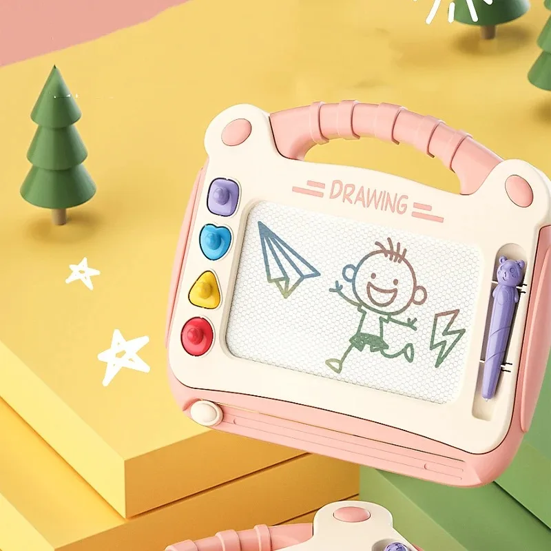 لوحة رسم مغناطيسية للأطفال لوحة جرافيتي ملونة للأطفال الصغار يمكنها مسح لوحة كتابة بقوس مغناطيسي منزلي #3