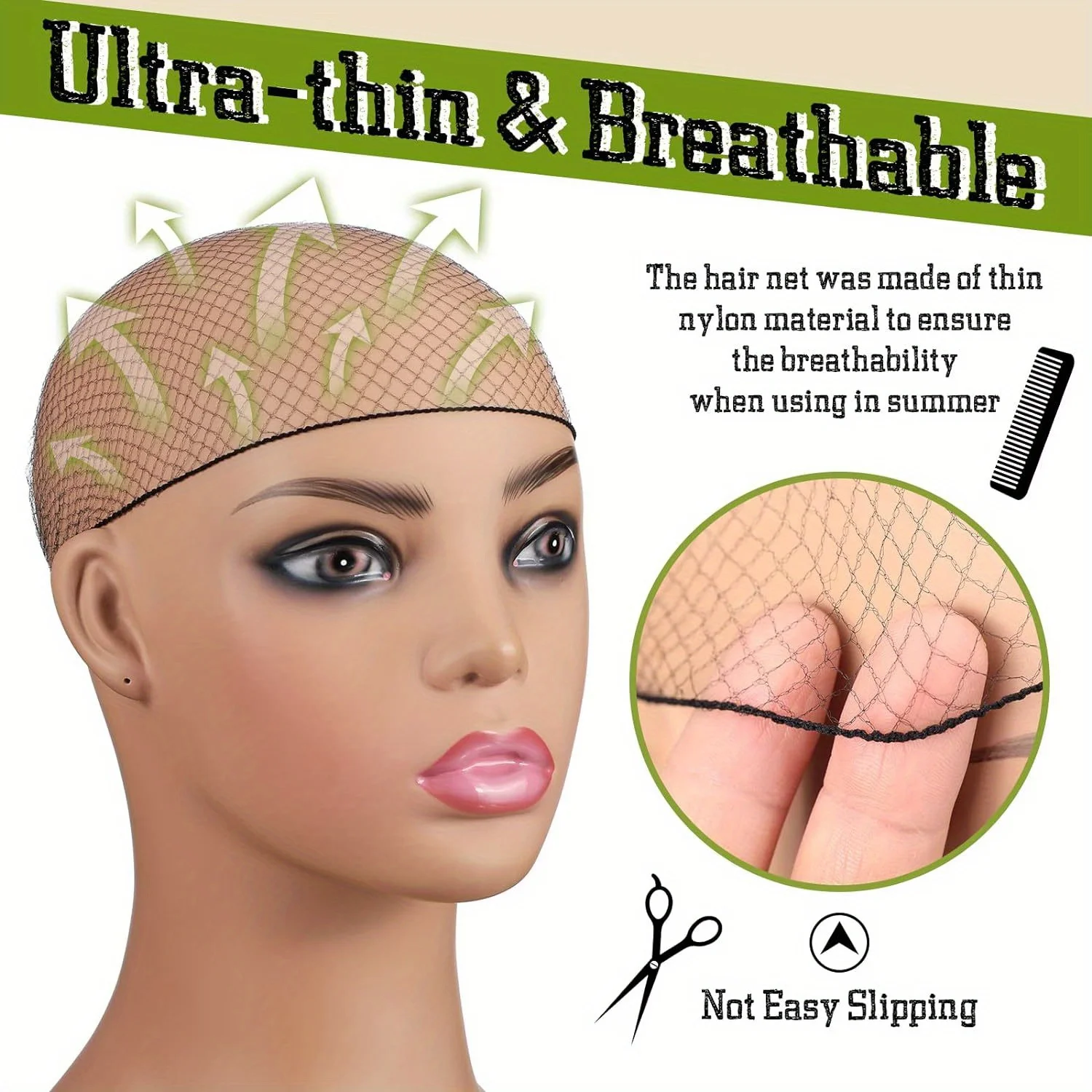 40 Stück 20 Zoll Elastische Unsichtbare Haarnetze Stretch-Mesh für Catering, Ballett-Dutt, Schlafhaarnetze, Damenperücken, Haarpflege und Styling-Zubehör – Detail 5