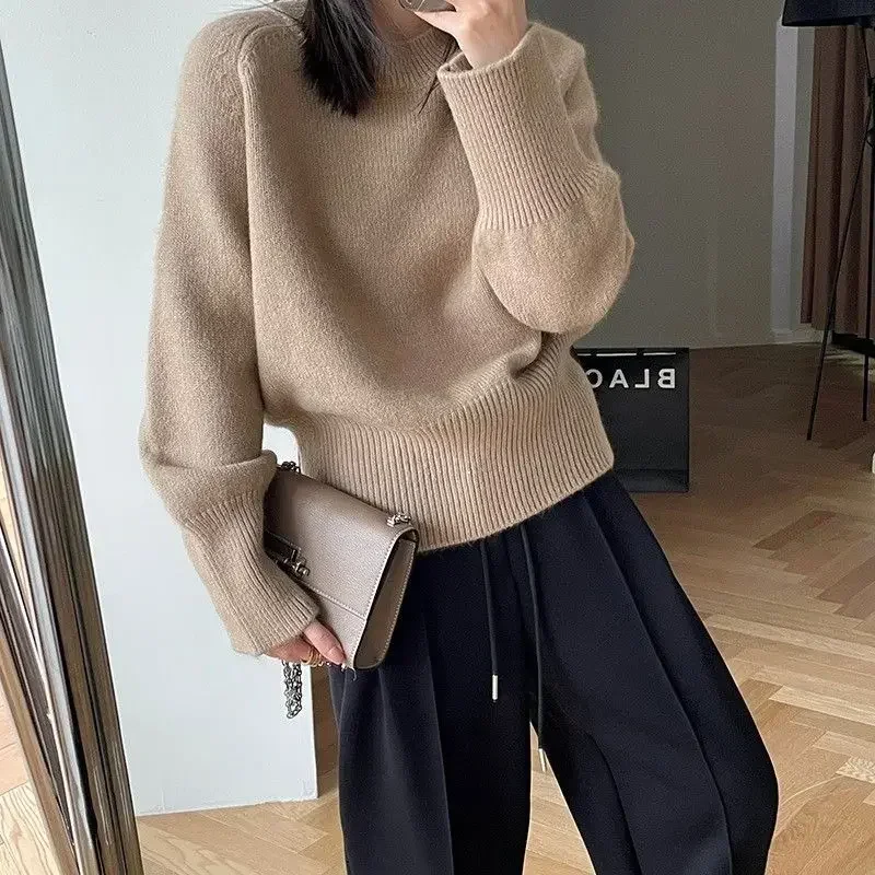 Knit Tops for Woman Pullovers Women\'s Sweater Round O Neck Blue Sale 2024 New Collection Economics Jumper Autumn Winter Trend In