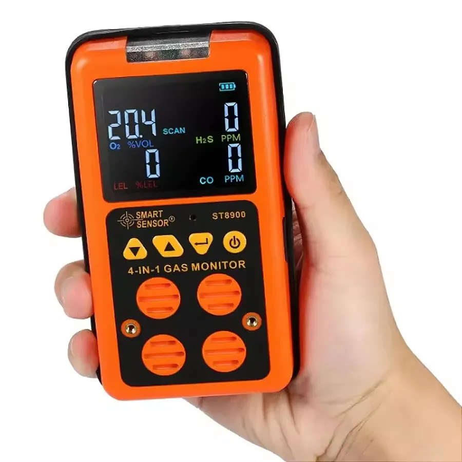 St8900 Portable 4in1 Gas Detector Large Color LCD Display Backlight Gas Monitor For Shipping, Mining, Oil Exploitation