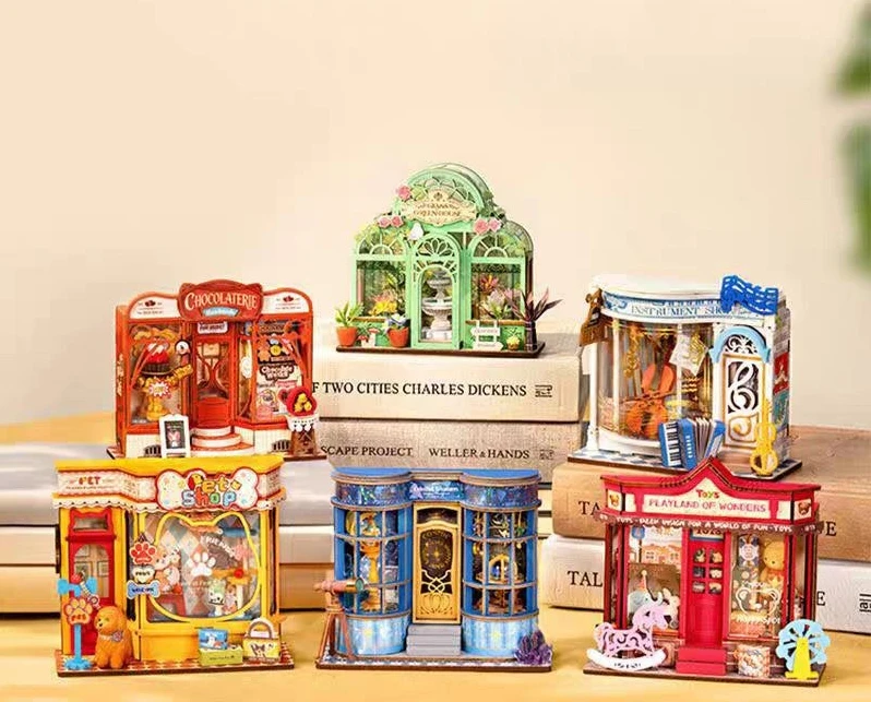 Robotime Mini Shop Series Handmade Assembly Miniature House Model Kit Desktop Decor Miniature Model Ornament Collectible Gift