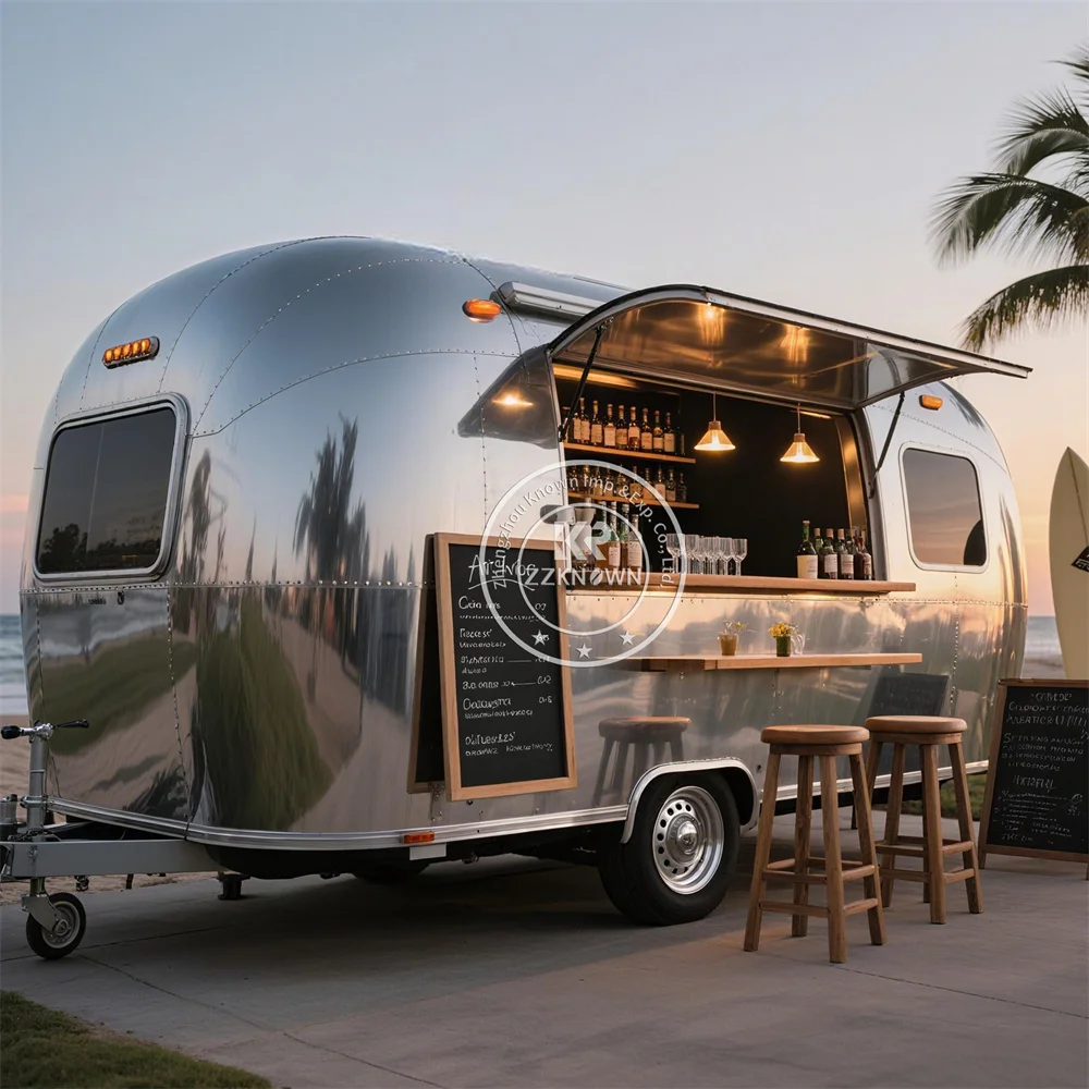 شاحنة طعام امتياز مجهزة بالكامل عربة بيتزا آيس كريم متنقلة مقطورة بيتزا القهوة مقطورة طعام الشارع مع مطبخ كامل