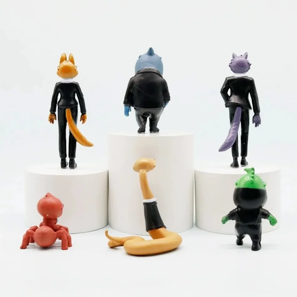 With keychain Movie The Bad Guys action figure Toy Kawaii Wolf Piranha Snake Shark Tarantula Anime Doll PVC Animal Toy Gift 24pc