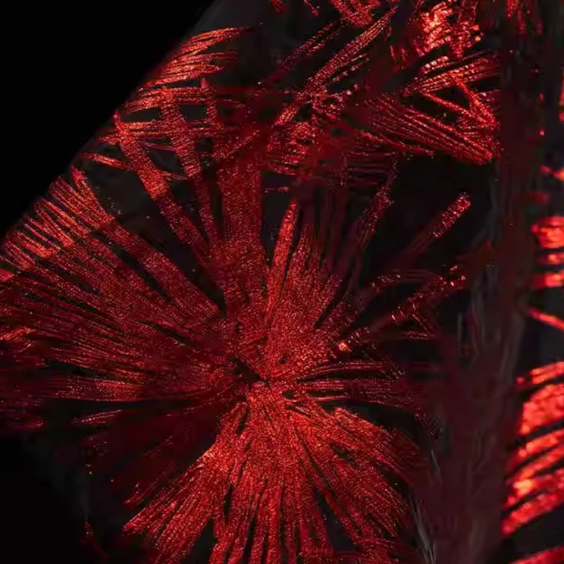 

Red Sparkling Radiant Floral Stiff Mesh Fabric for Wedding Dress Stage Costume Creative DIY Decoration Material Fabric
