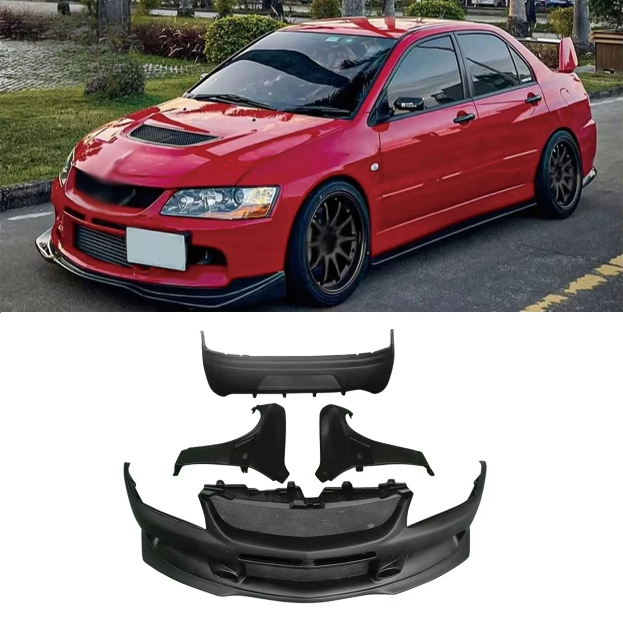 

Комплект обвесов из стекловолокна для Evolution Evo 7 8 9 CT9A 2003-2007: передний и задний бамперы, боковые юбки, автозапчасти