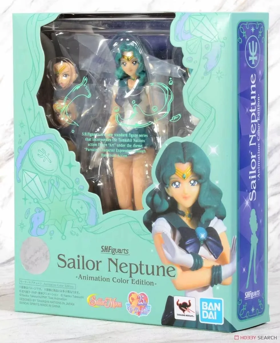 In Stock Bandai Anime Figure Sailor Moon  SHF Sailor Neptune Animation Color Edition Collection Model Toy Figure Toys