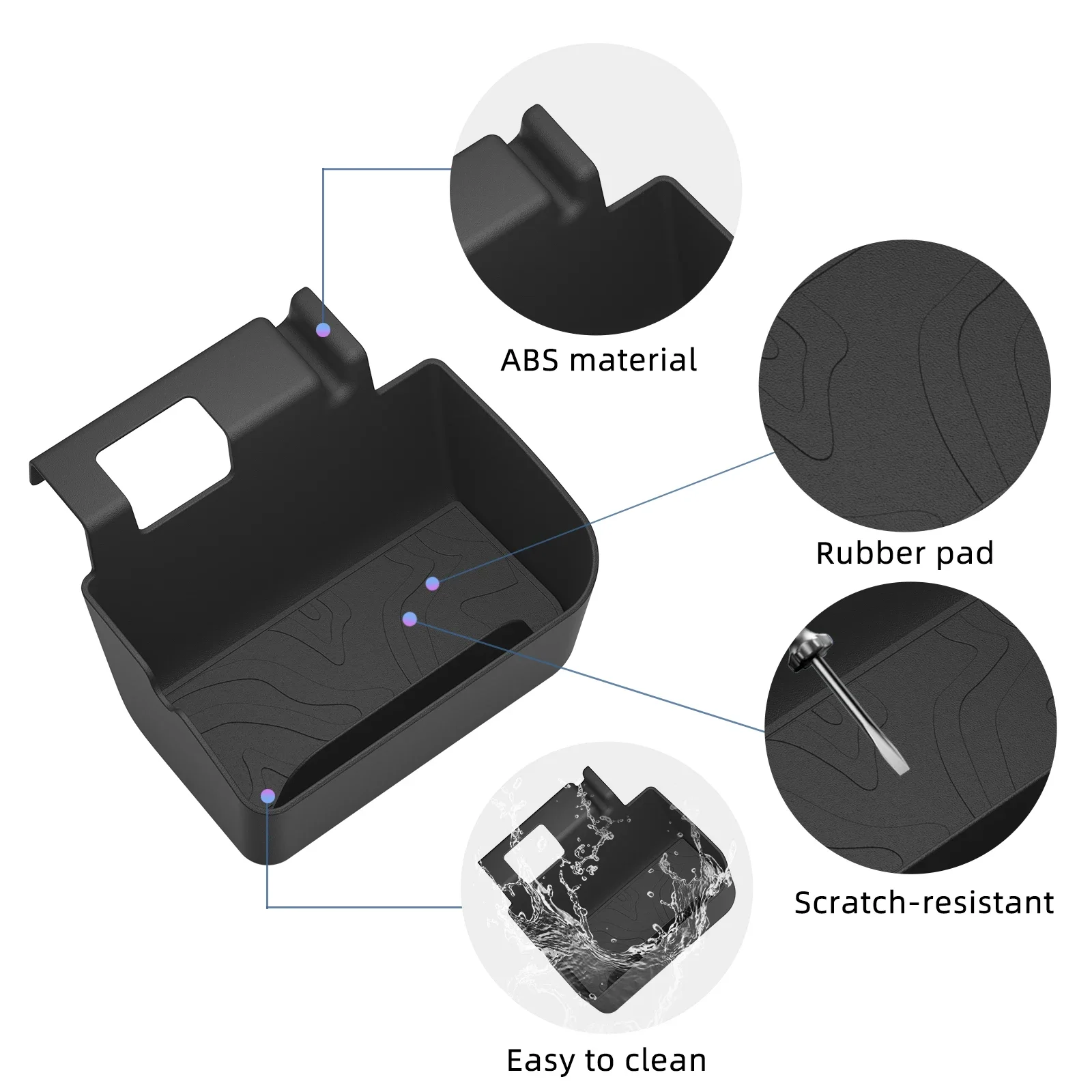 Black ABS LHD Armrest Hanging Storage Tray Organizer For Subaru Outback 2026 7th Gen Left Drive Tidying Box - view 4
