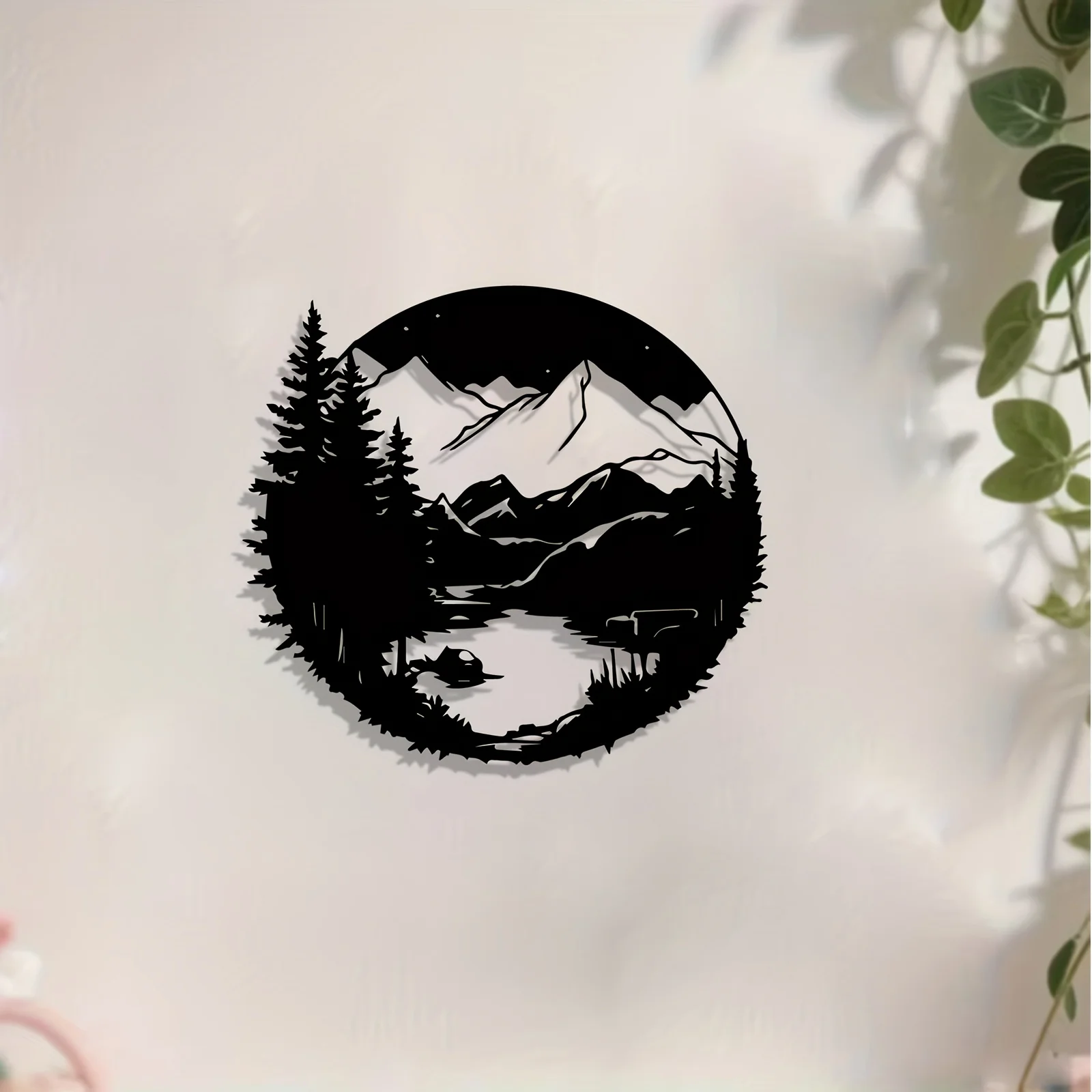 River Mountain Metal Wall Sculpture Indoor Outdoor Landscape Garden Christmas Gift Rustproof Hanging Unique Decor Ornament Sign