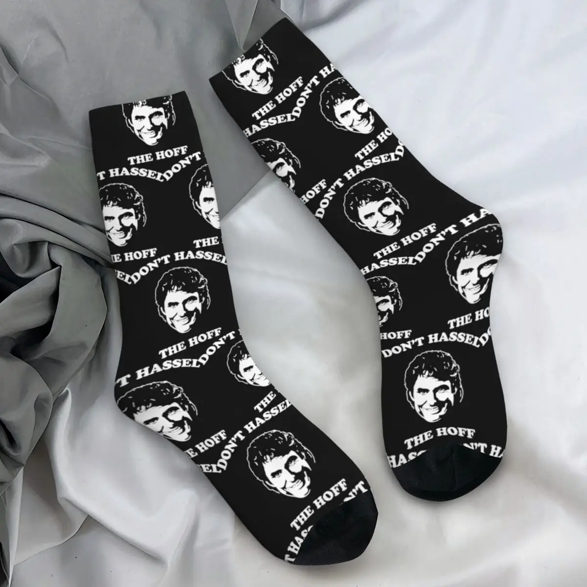 David Hasselhoff Socks Winter Dont Hassel The Hoff Stockings Funny Adults Men Breathable Socks Design Skateboard Anti Slip Socks