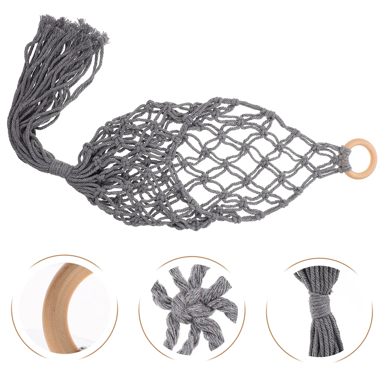 1Pcs Woven Cotton Rope Hanging Basket Handmade Decorative Storage Basket for Fruit Vegetable Organization Modern Minimalist Home