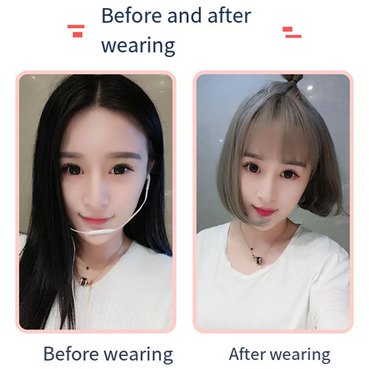 ABGN Wig Wig with Bangs for Women, Natural Looking Short Wig , Short Wig for Daily Korea Versions Dark Brown