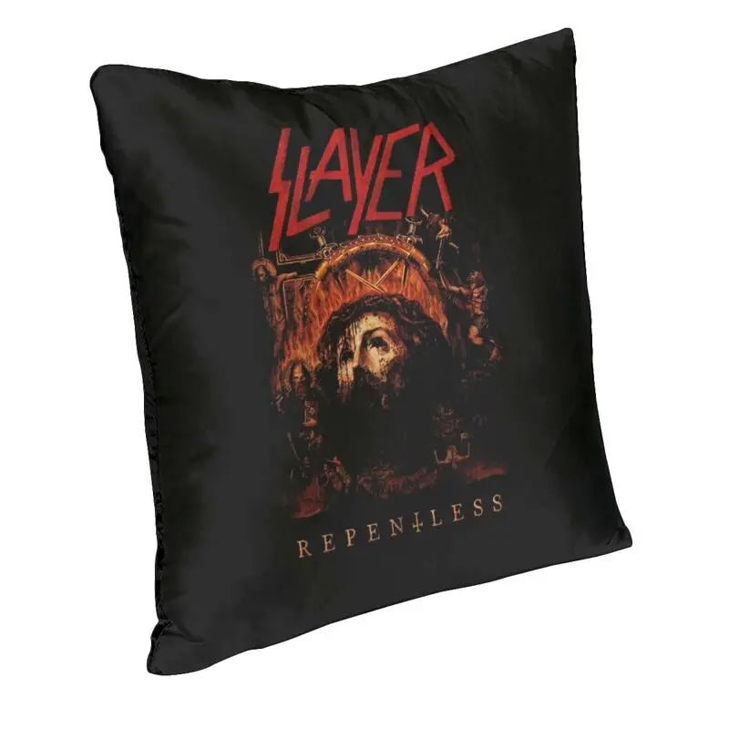 Fashion Thrash Metal Band Slayers Cushion Covers 40x40 Soft Pillow Case for Sofa Square Pillowcase Bedroom Decoration