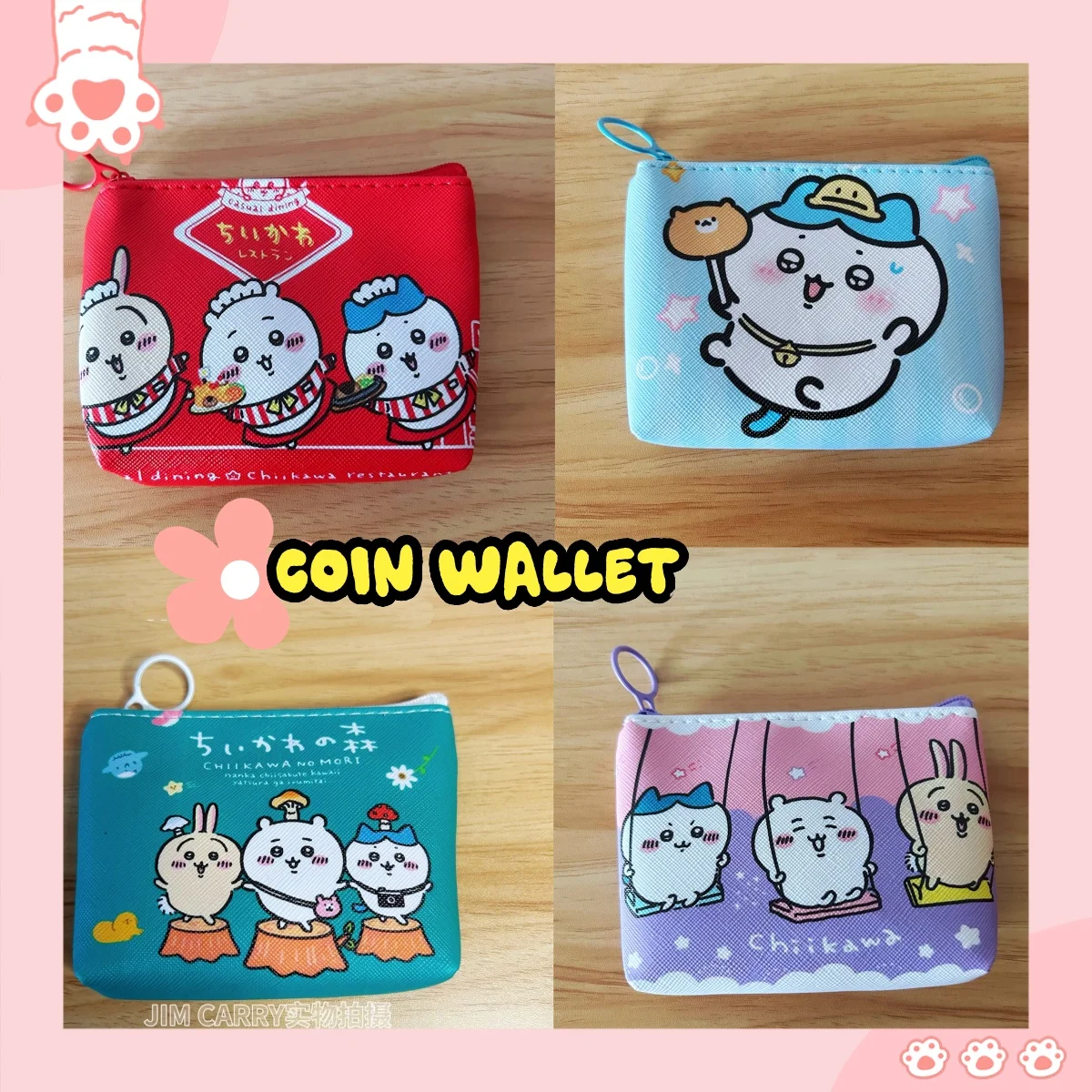 

Сумка для хранения Chiikawa Jiikawa Xiaoba Usakhi, милая сумка для монет с героями мультфильмов, мини-портативная сумка для ключей, анимация в японском стиле