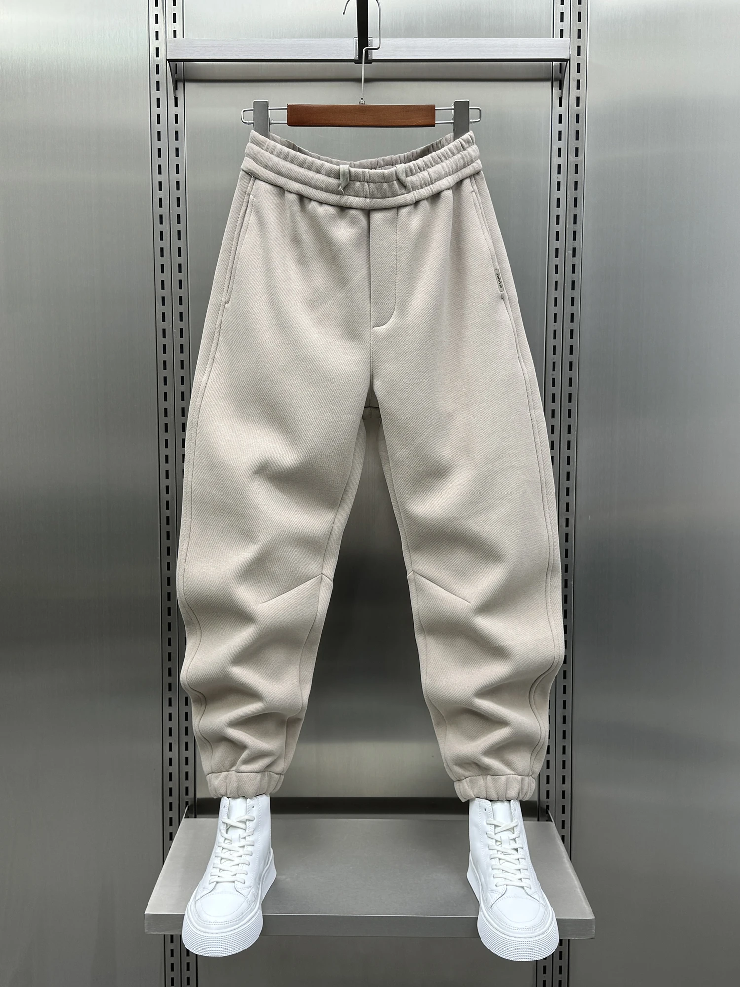 

Men's Loose Knitted Fce Lined Sports Sweatpants Autumn Winter Color Simple Faionable Trousers Casual Harajuku Sle