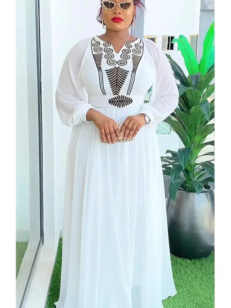 Robes Maxi Africaines pour Femmes, Robe Longue de Soirée, Vêtements Africains, Caftan Élégant, Robe Musulmane en Mousseline de Soie, Grande Taille, 2025