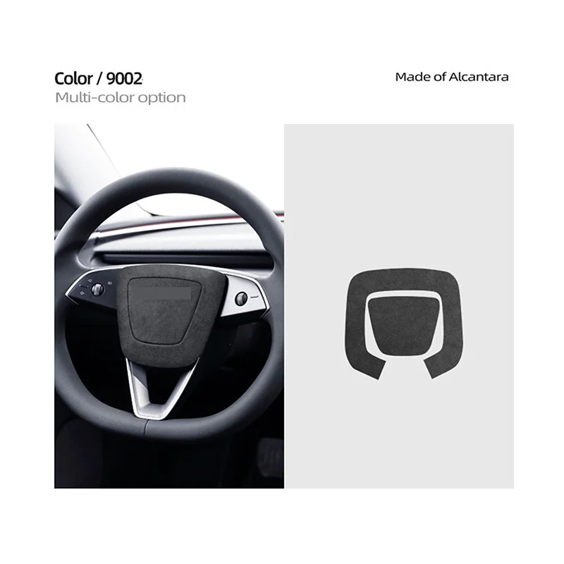 Suede Steering Wheel Panel Horn Button Trim Sticker for Tesla Model 3 Highland 2024 Model Y Juniper 2025 Car Interior Accessorie view 5