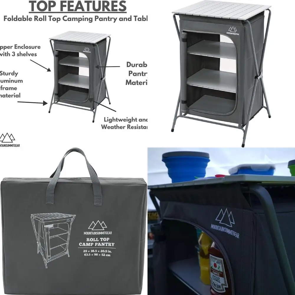 

Foldable Roll Top Camping Pantry and Table, Made by Caddis Sports