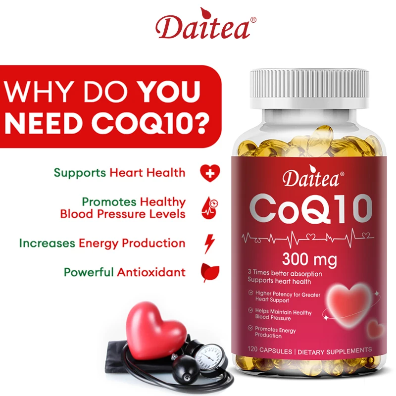 Coenzyme Q10 - 300 Mg, Supports Energy, Cognitive Ability and Heart, Brain and Cell Health, Antioxidant, Improves Sleep Quality