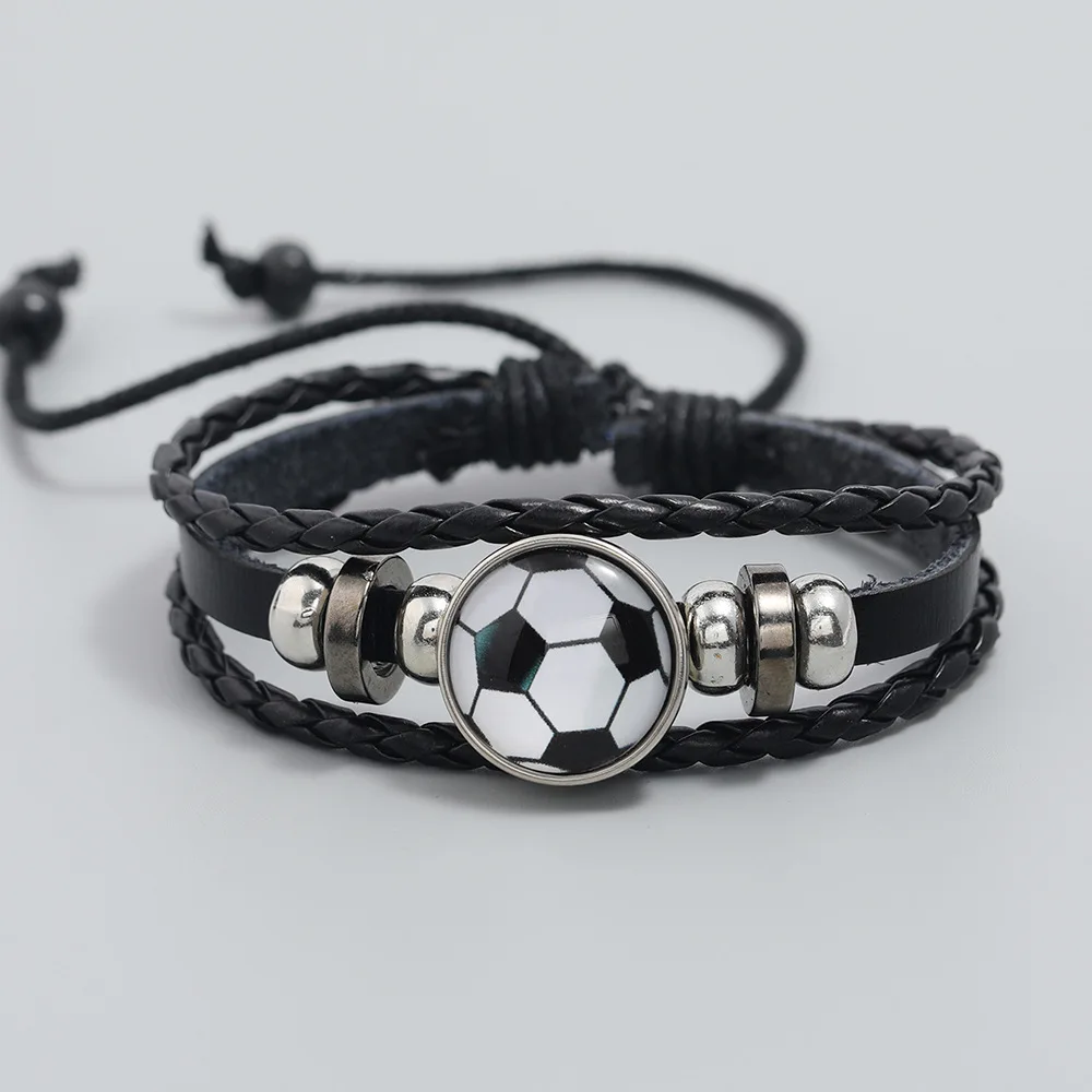 1 Piece Women and Men Fashion Personality Beaded Football Fan Bracelet Adjustable Sport Bracelet For Men