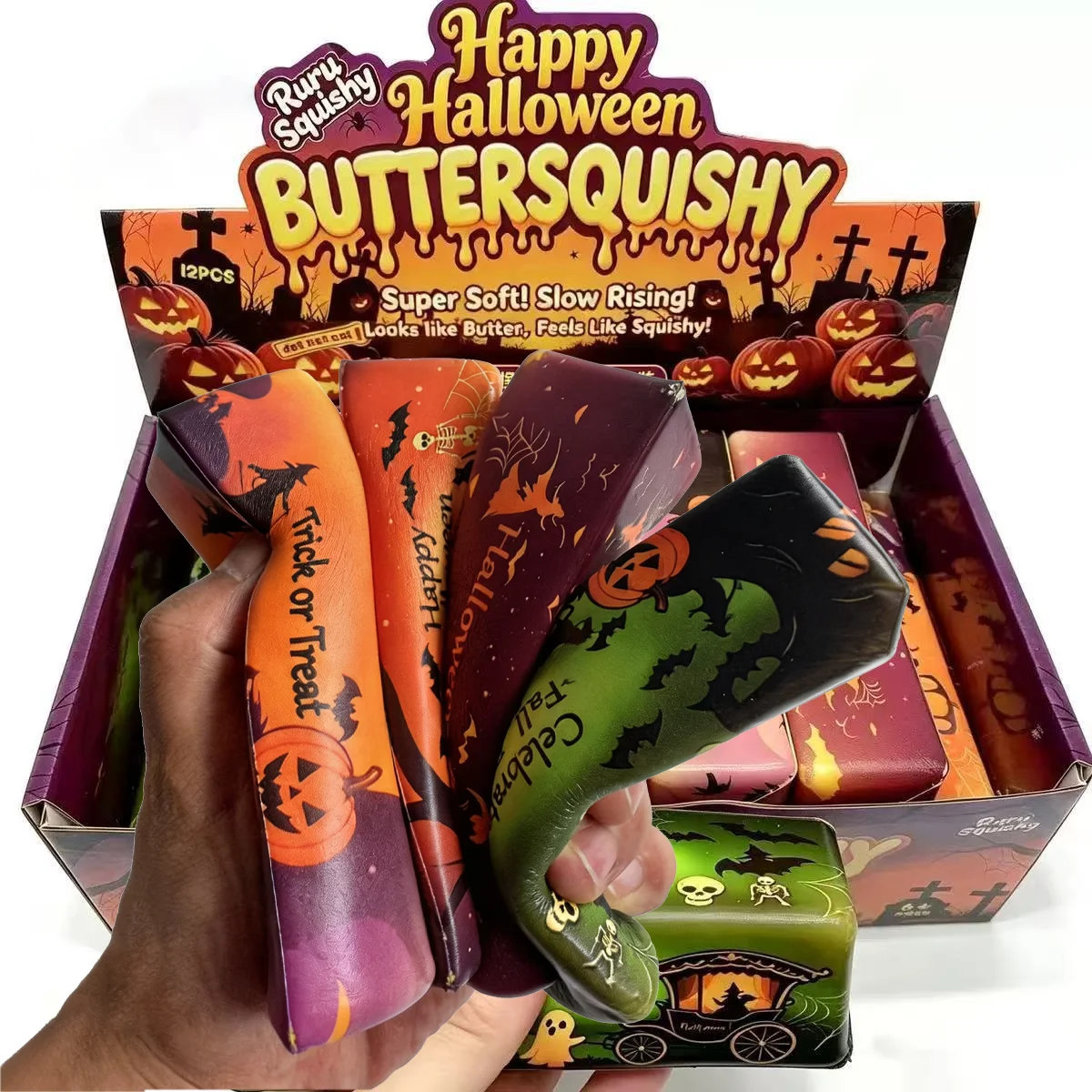 5/3/1 Neues Halloween II Butter-Stick Squishy-Spielzeug, weiches, langsam aufsteigendes Fake-Food-Sensorik-Quetschspielzeug, Angstlinderungs-Geschenk für alle Altersgruppen – Detail 3