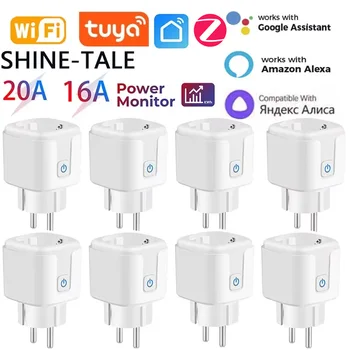 Tuya Smart WiFi/Zigbee Plug Socket EU Outlet 16A/20A with Power Monitoring Timer Function Voice Control Alexa Google Home Alice