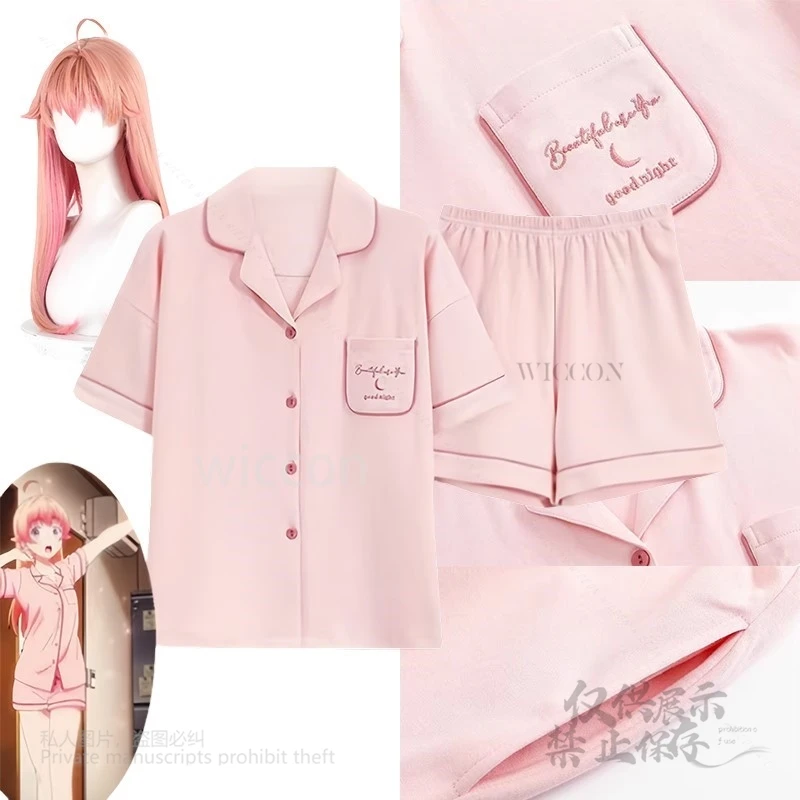 أنيمي الساحرة ساعة نيكو واكاتسوكي تأثيري حلي القطن المنزل منامة شعر مستعار المرأة هالوين كرنفال تأثيري مجموعة كاملة تأثيري نيكو