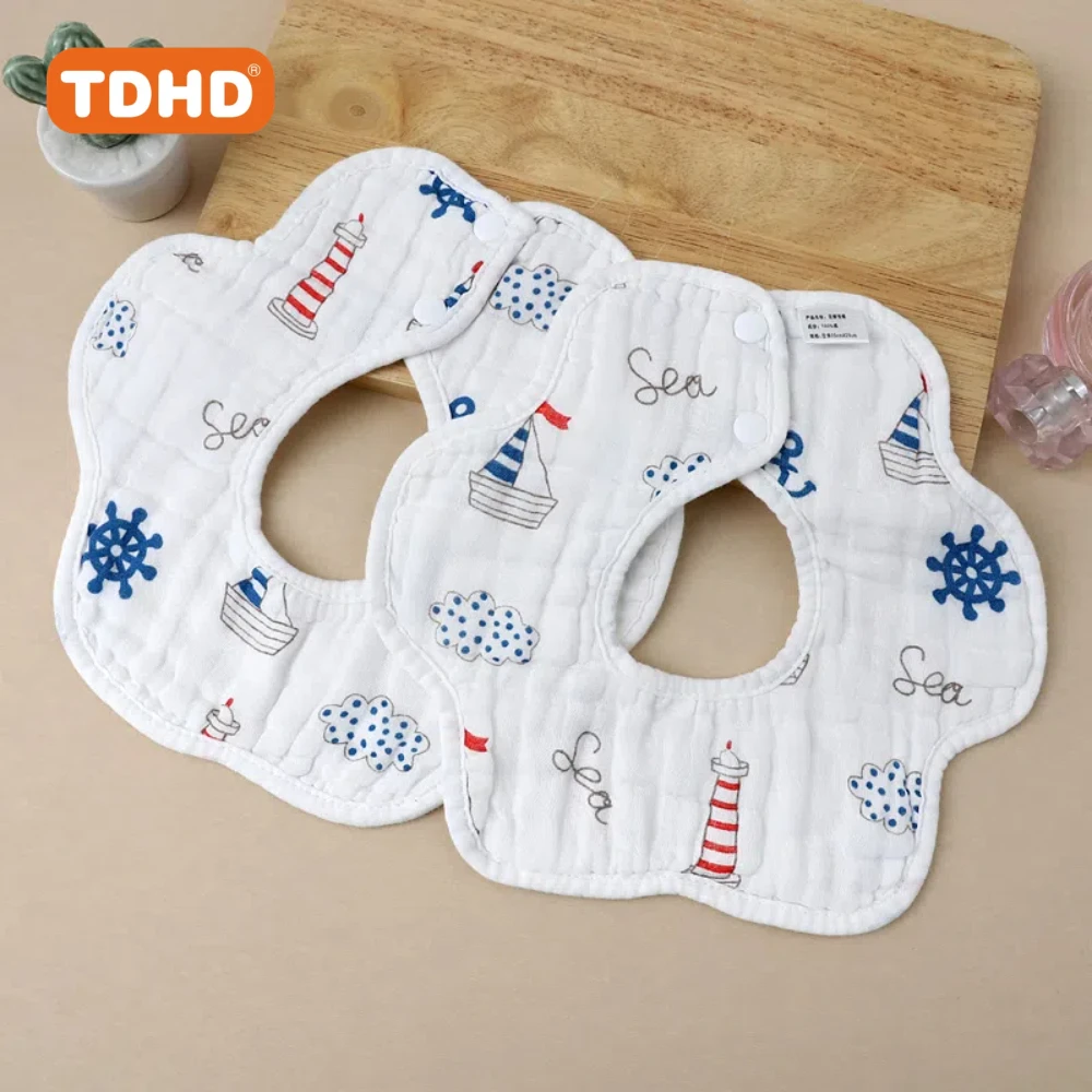 TDHD ランダムかわいいコットンよだれかけ 5 個、6 層ガーゼ授乳よだれかけ、クリスマス、ハロウィン、感謝祭の日のギフト、新年のギフトに最適