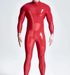 Handmade Double Shoulders Zipper Men's Full body Design Sexy Latex Catsuit Rubber Catsuit Clothing NO Crotch Zip