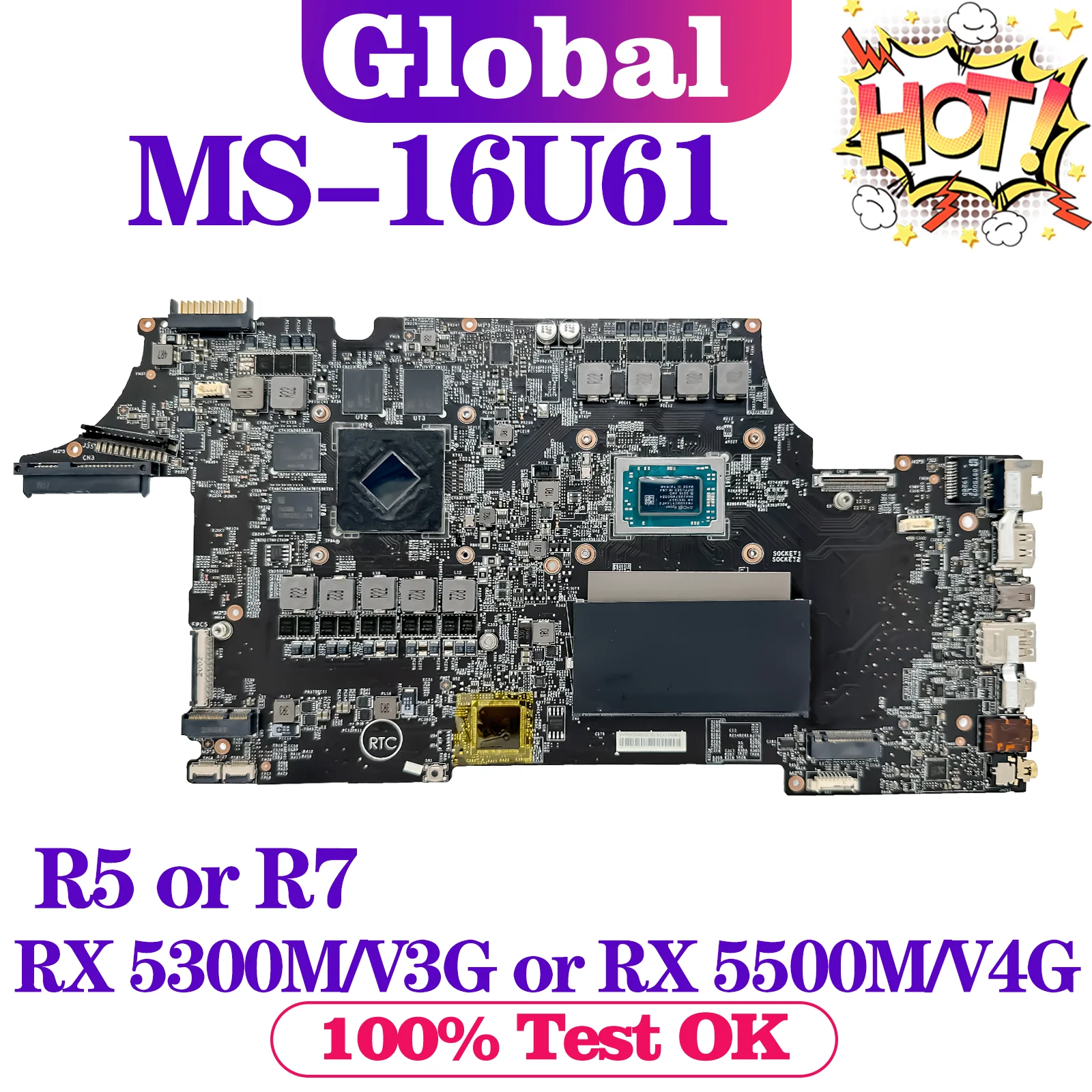 

KEFU Mainboard For MSI Alpha MS-16U61 MS-16U6 Laptop Motherboard R5-3550H R7-3750H RX-5500M/V4G RX-5300M/V3G