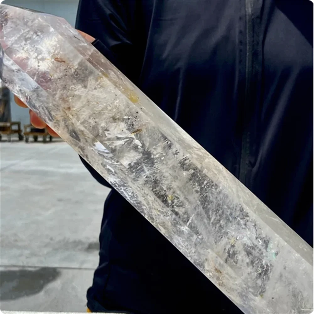 

Big Rare Natural White Crystal Column Quartz Wand Point Obelisk Healing
