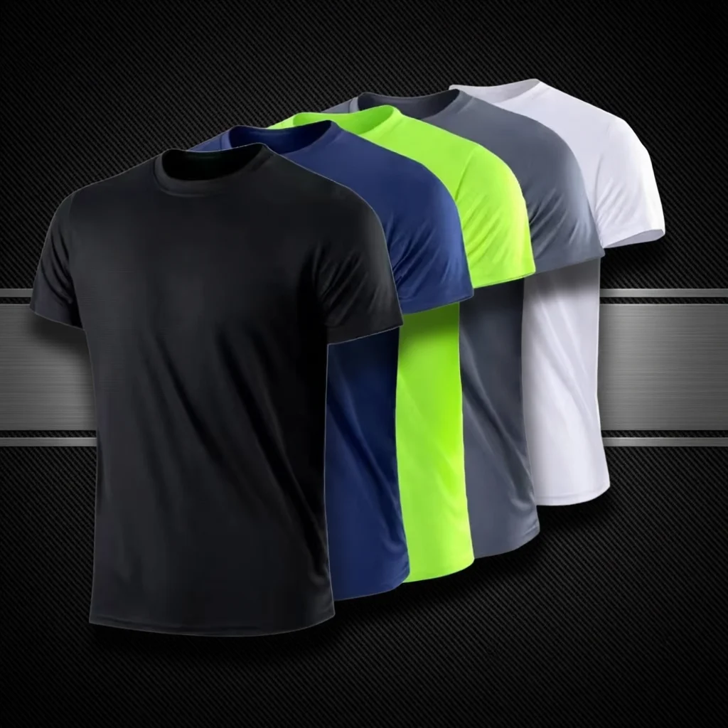 Camiseta Masculina de Secagem Rápida com Manga Curta para Academia, Corrida, com Tecnologia de Controle de Umidade, Gola Redonda, Leve