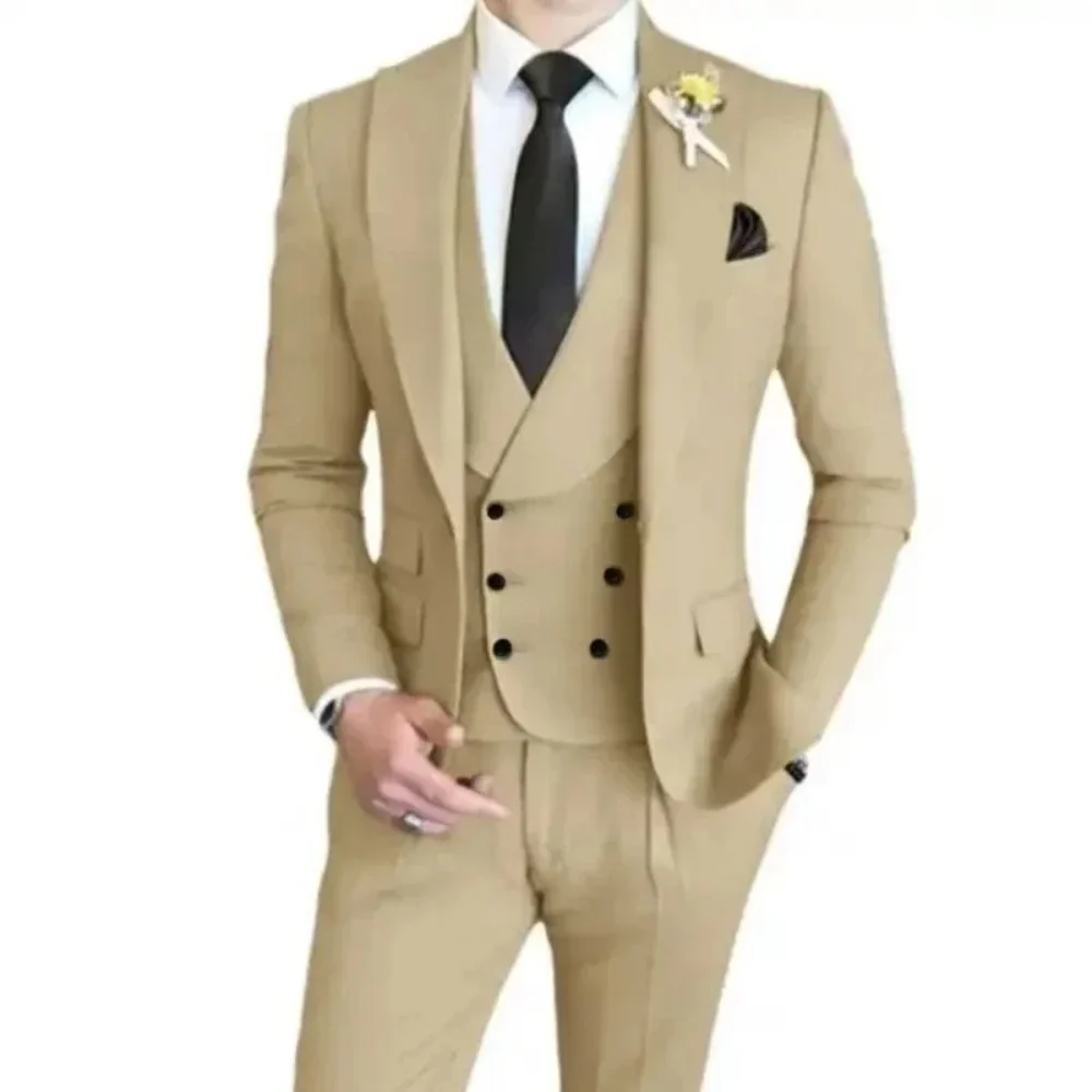

(Blazer+ Vest + Trousers) Gentleman's Wedding Casual Professional Formal Suit 3Piece XS-6XLSuit Boutique Men's Fashion Business