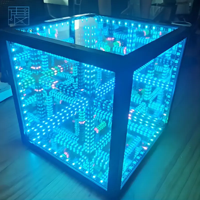 Big Metal Infinity Phantom Mirror LED Hypercube Cool Atmosphere Lights Bar Music Interactive Lamp Gift Decoration For Party