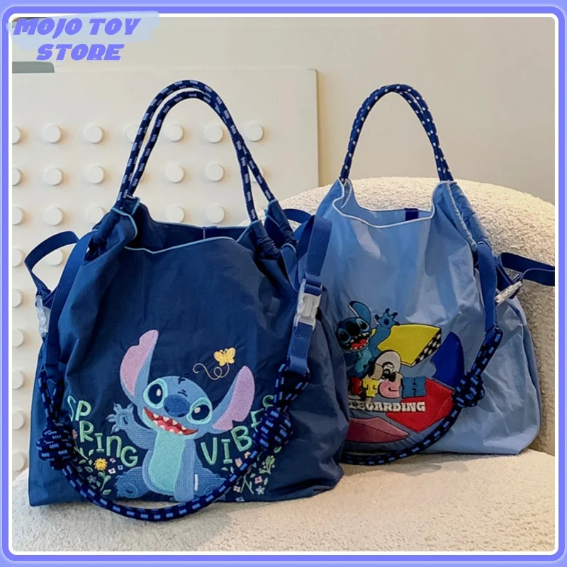 Disney Stitch Anime Peryferyjna płócienna torba na zakupy Seria kwiatów i trawy Ręczna torba damska typu crossbody na jedno ramię