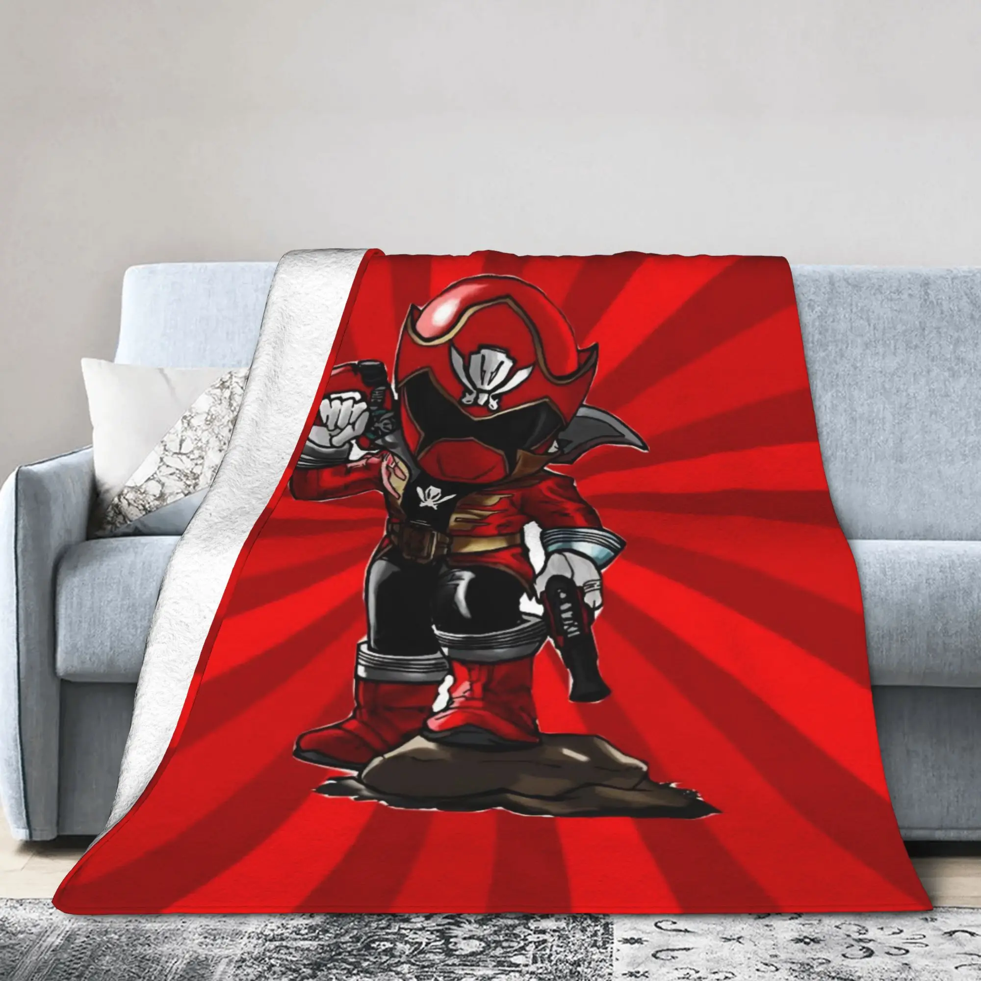 Red Ranger Dinosaur Plush Blankets Power R-Ranger Creative Throw Blanket for Bed Sofa Couch 200x150cm Rug Piece