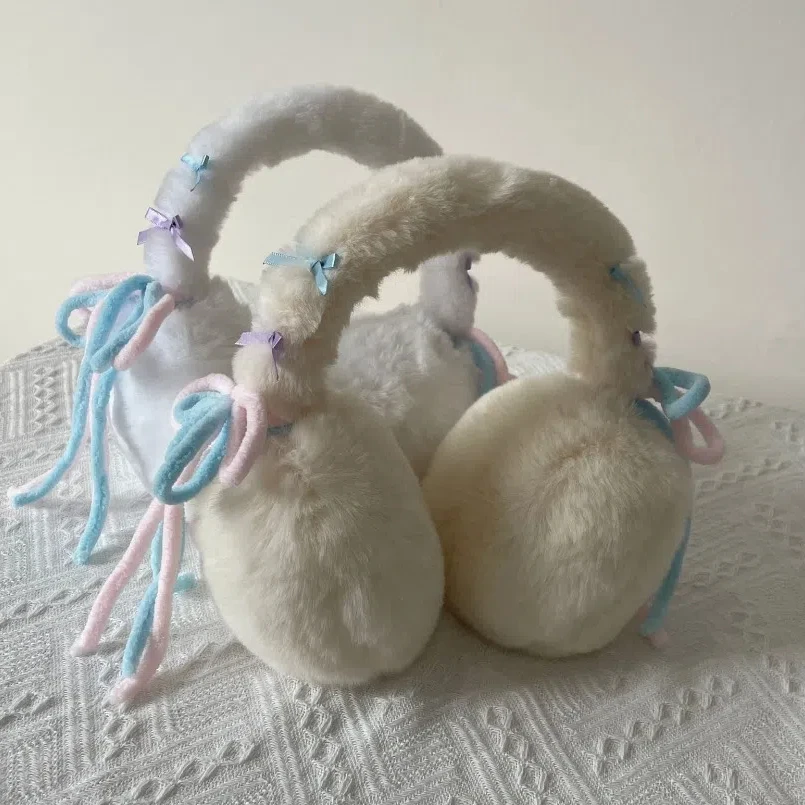 الحلو إيرفلاب Bowknot غطاء للأذنين فرو الأرنب الصناعي لينة الشتاء الأذن دفئا يندبروف رشاقته أفخم غطاء للأذن المدرسة