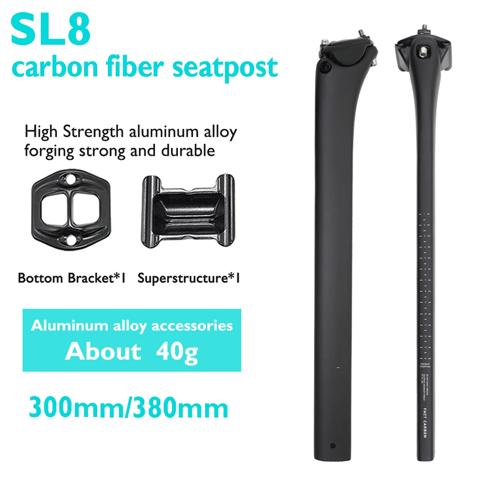 

SL8 road bike seatpost, ultralight carbon fiber seatpost, 15mm offset, 300mm-380mm, aerodynamic design, bicycle accessories