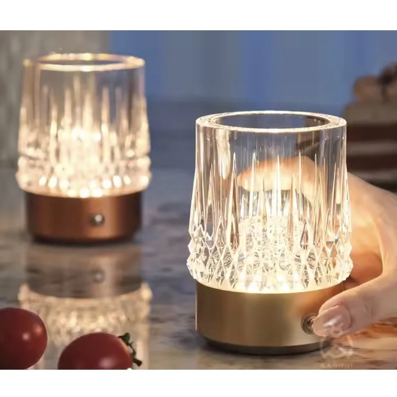 

Rechargeable New luxury Bottle table lamp led home golden acrylic decorative bedroom touch control bedside living room deco lamp
