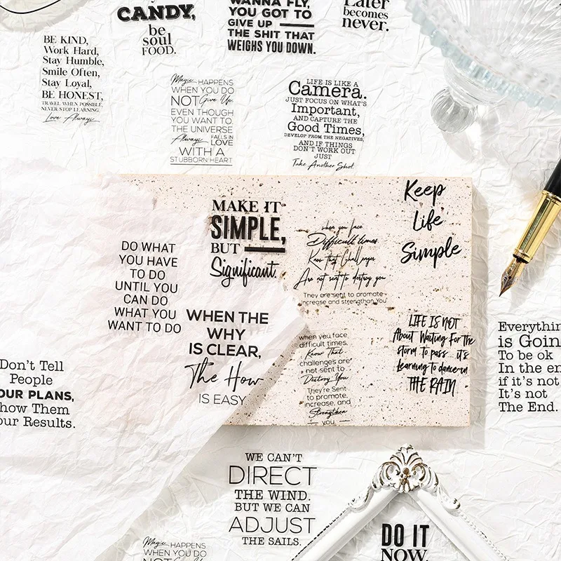 40pcs Black Poet Creative PET Sticker Pack Cross-Border English Alphabet Decals for Journaling & Scrapbook Hand Account Supplies