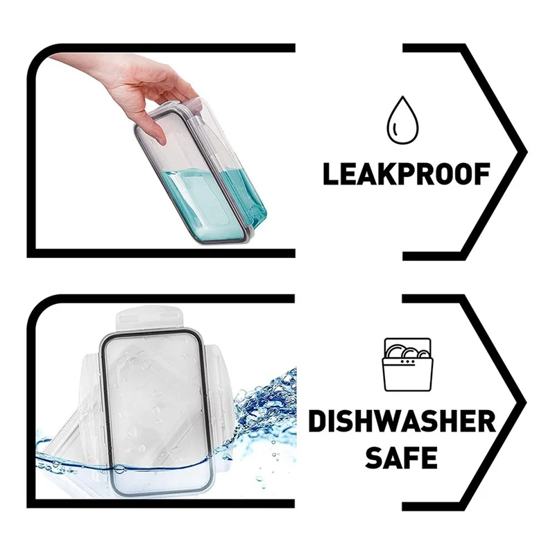 AY03-16Piece Szczelne pojemniki do przechowywania żywności z pokrywkami (16 pojemników i 16 pokrywek) Plastik