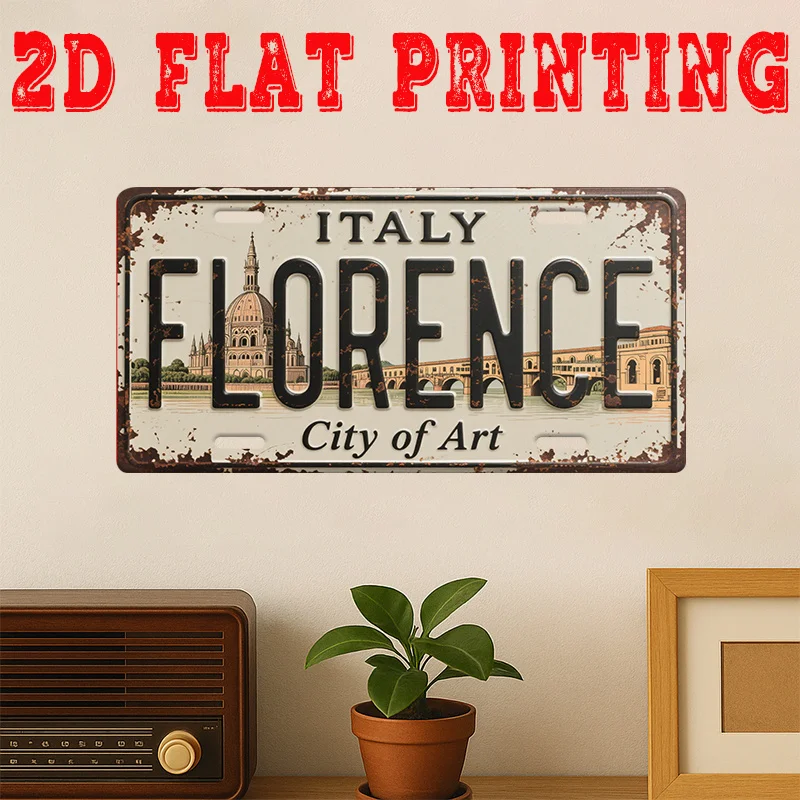 2D Flat, 1pc Florence Italy Cathedral (Duomo Di Firenze) Vintage Metal Wall Sign - Retro Italian Landmark Decor Suitable for Hom