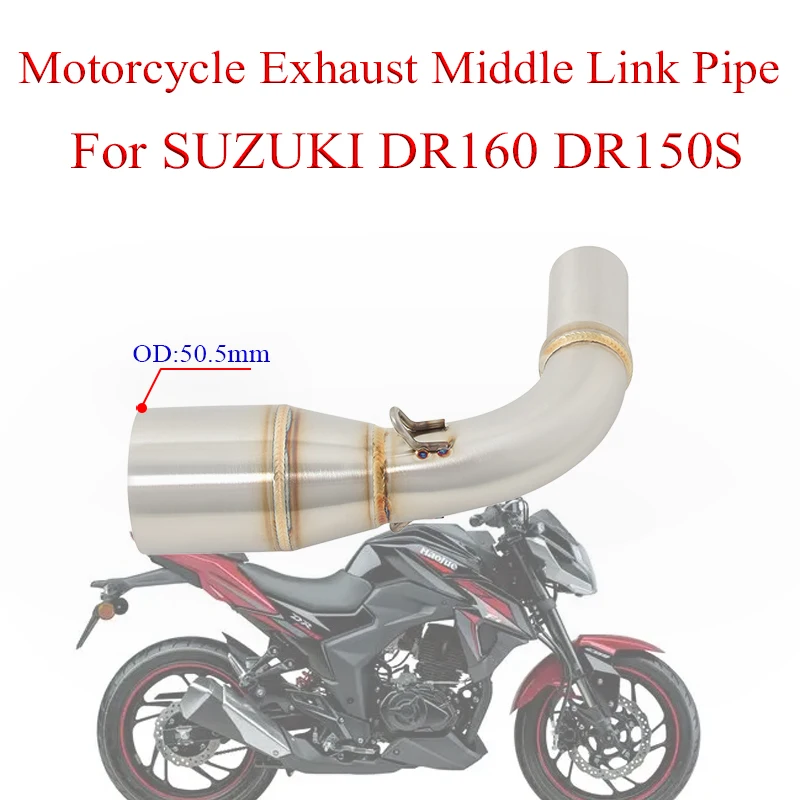 Motorcycle Exhaust Middle Link Pipe Slip On For SUZUKI DR160 DR150S 160 150s Moto Escape Stainless Steel System 501MM Muffler