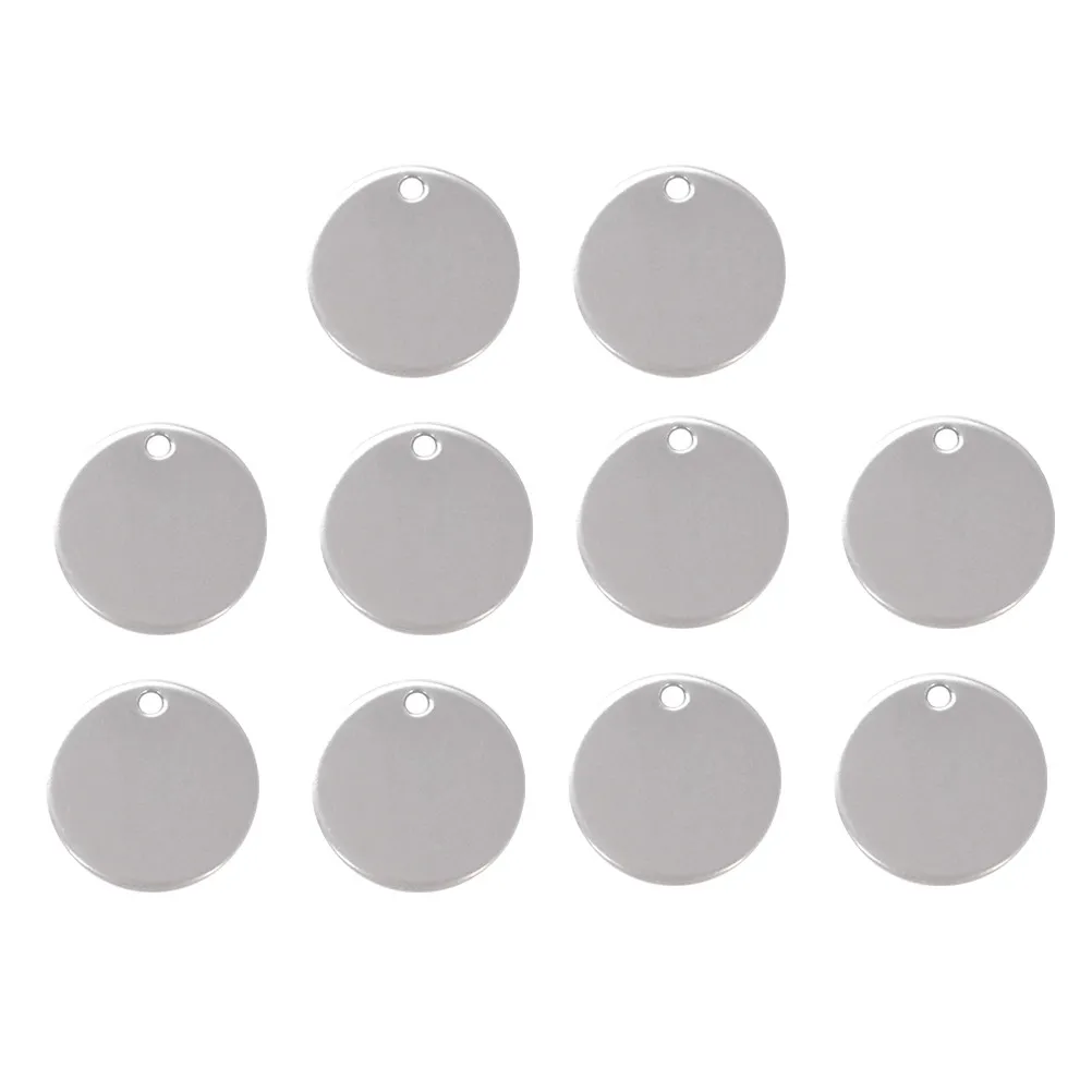 10Pcs Stainless Steel Metal Dog Tags Round Lettering Durable Anti-Rust Pet Id Tags Engraving for Dogs Cats Keychain