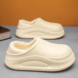 Warm Home Cotton Shoes for Men Casual Winter Clogs Fashion Plush Slippers Mens Thick Bottom Anti-slip Garden Shoes 2024 Trend