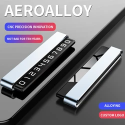 Carte de stationnement temporaire de voiture en métal, plaque d'immatriculation de téléphone rotative, autocollants en aluminium, arrêt de stationnement dans le style de la voiture, accessoires automobiles