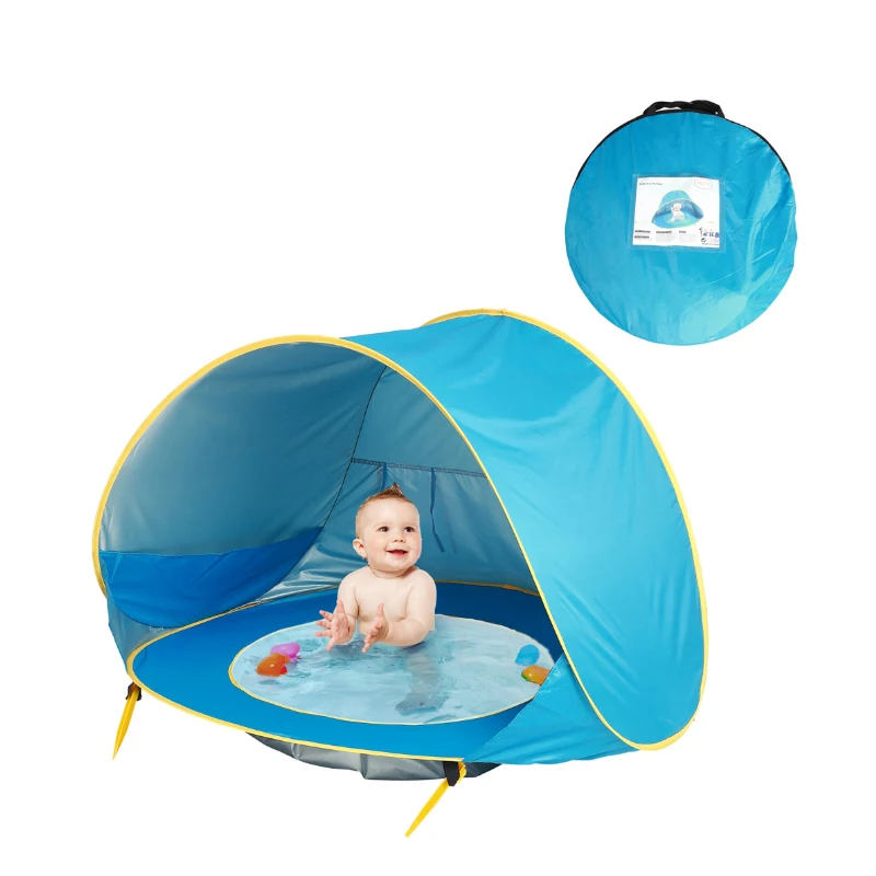 Tienda de campaña con piscina para bebés, refugio solar infantil con protección UV e impermeable