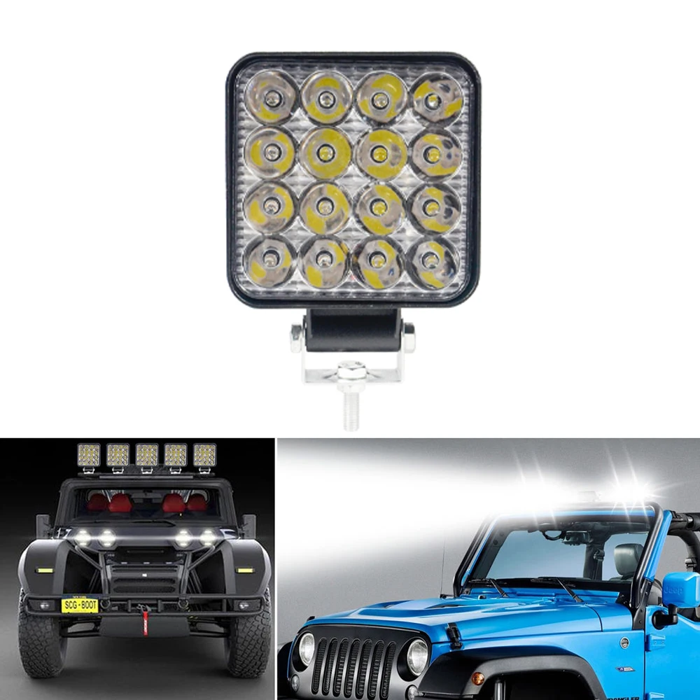 16LED mini work light Car Working 4X4 Bar Lamp 48W Fog Light Driving lights motorcycle Spotlight 12V White universal Accessories