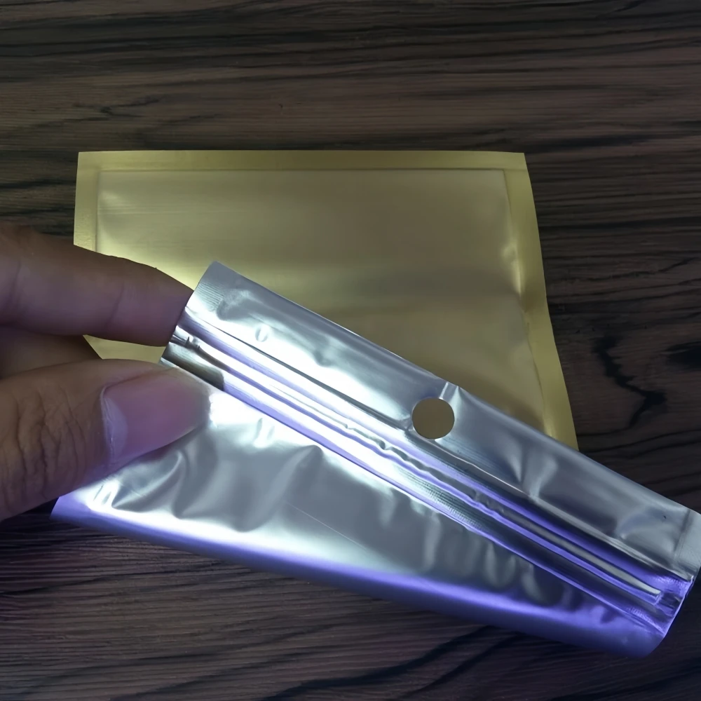 20-50 Stück/Lot Goldene Aluminiumfolien-Ziplock-Beutel, Umgekehrte Silberfarbe, Mehrfachgrößen, Wiederverschließbare Aufbewahrungsbeutel für Ornamente, Süßigkeiten und Geschenkverpackungen – Detail 7
