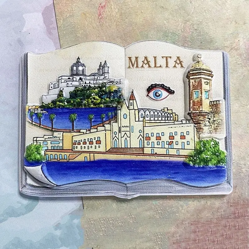 

Malta Tourist Commemorative Crafts Creative Architectural Landmark Three-Dimensional Decoration3dPainted Refrigerator Magnet Gif