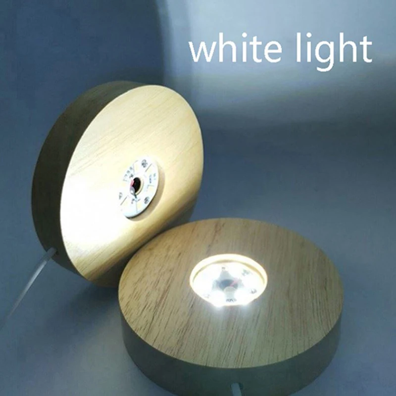 60mm USB Wood Light Base Rechargeable Remote Control Wooden LED Night Light Lamp Holder Lamp Base Art Ornament